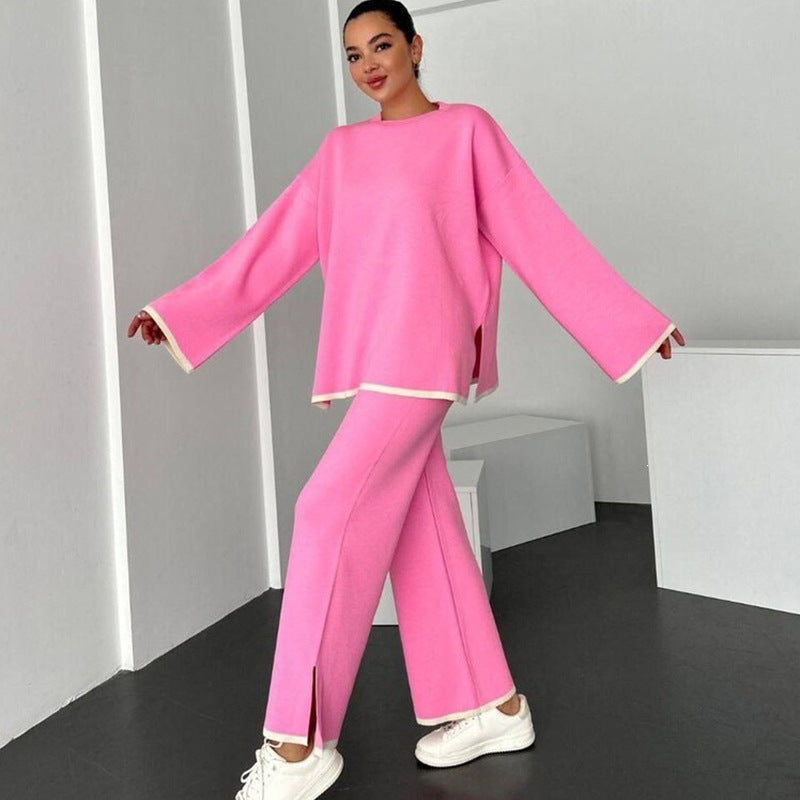 Women's Casual Knit Relax Set with Oversized Wide Sweater and Flared Trouser Mune Fashion