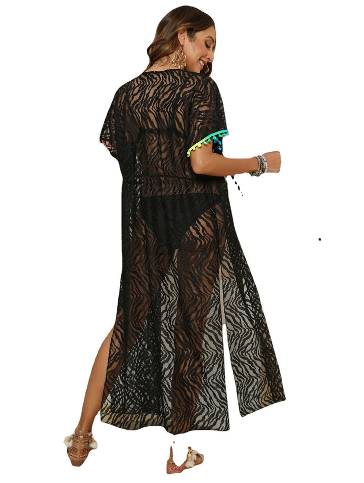 Women's transparent beach cover-up with elegant fringes Mune Fashion