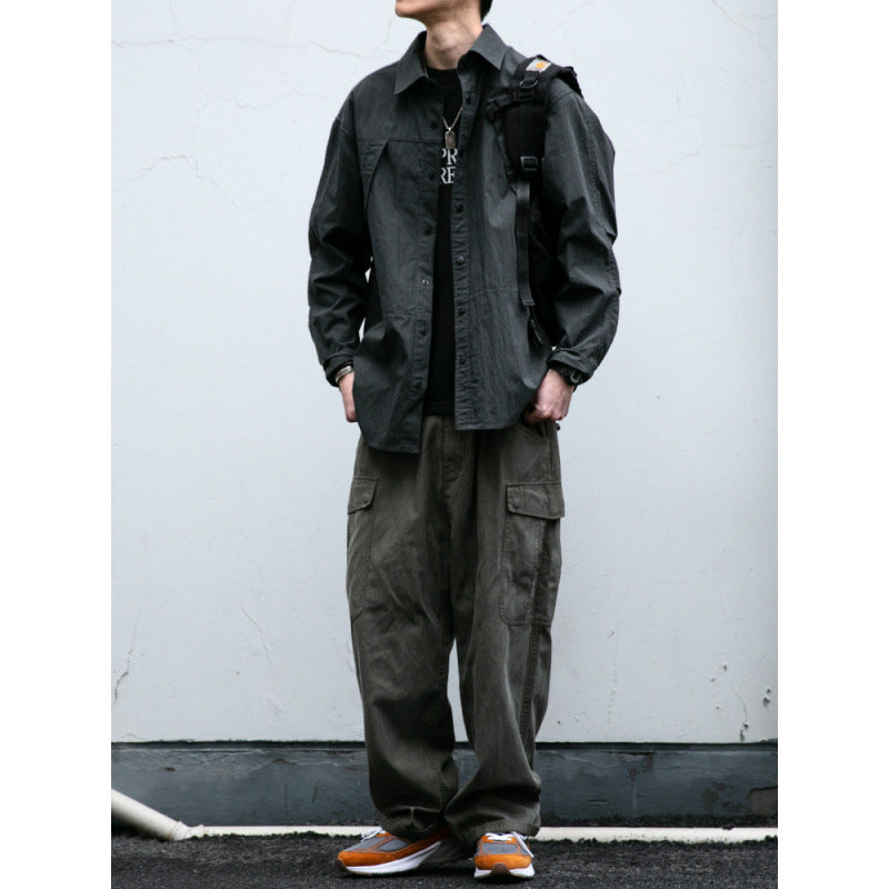 Men's Technical Field Overshirt in Utility Look with Press-Stud Placket and Boxy Fit Mune Fashion