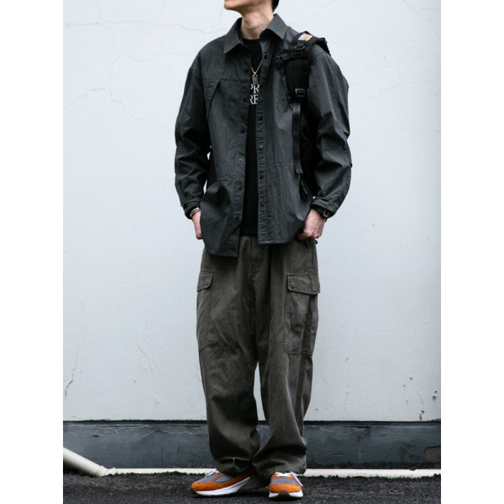 Men's Technical Field Overshirt in Utility Look with Press-Stud Placket and Boxy Fit Mune Fashion