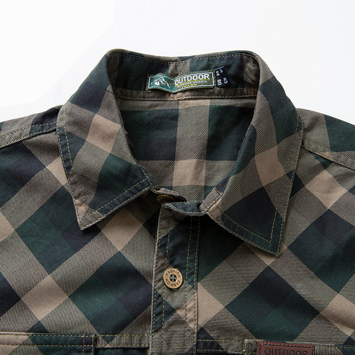 Men's Casual Long Sleeve Shirt with Check Pattern Mune Fashion