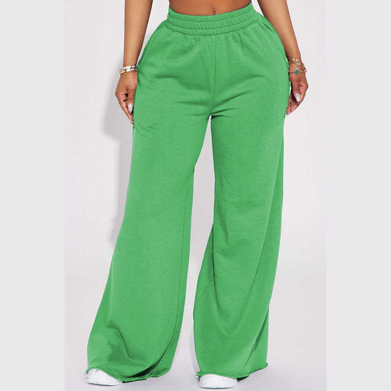 Women wide High-Waist lounge pants with elastic waistband and practical side pockets Mune Fashion