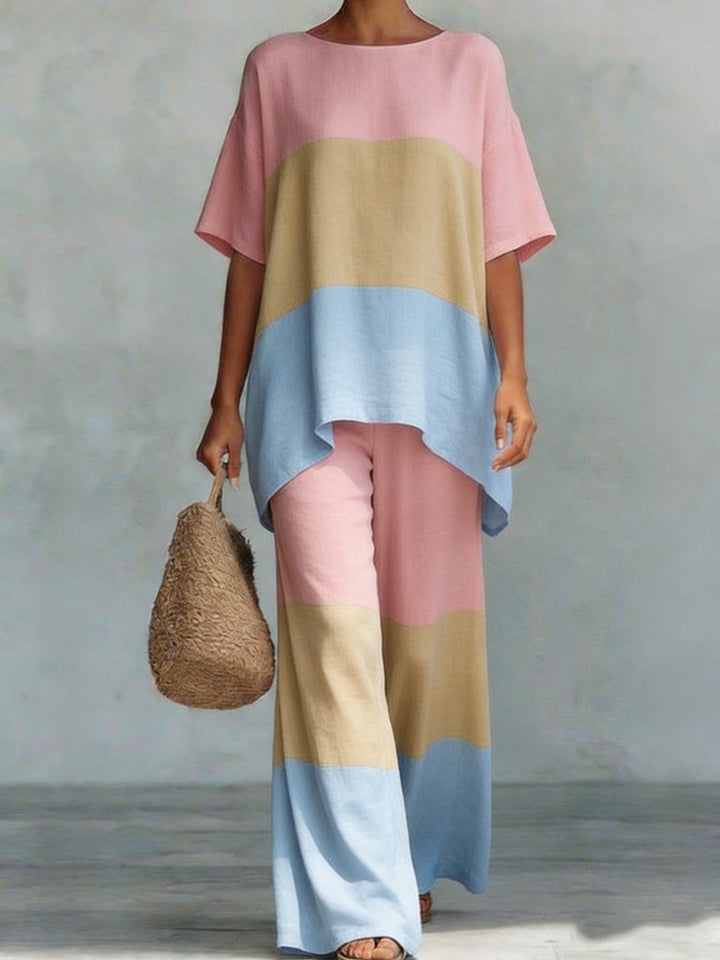 Women's Stylish and Casual Two-Piece Set with Geometric Design Mune Fashion