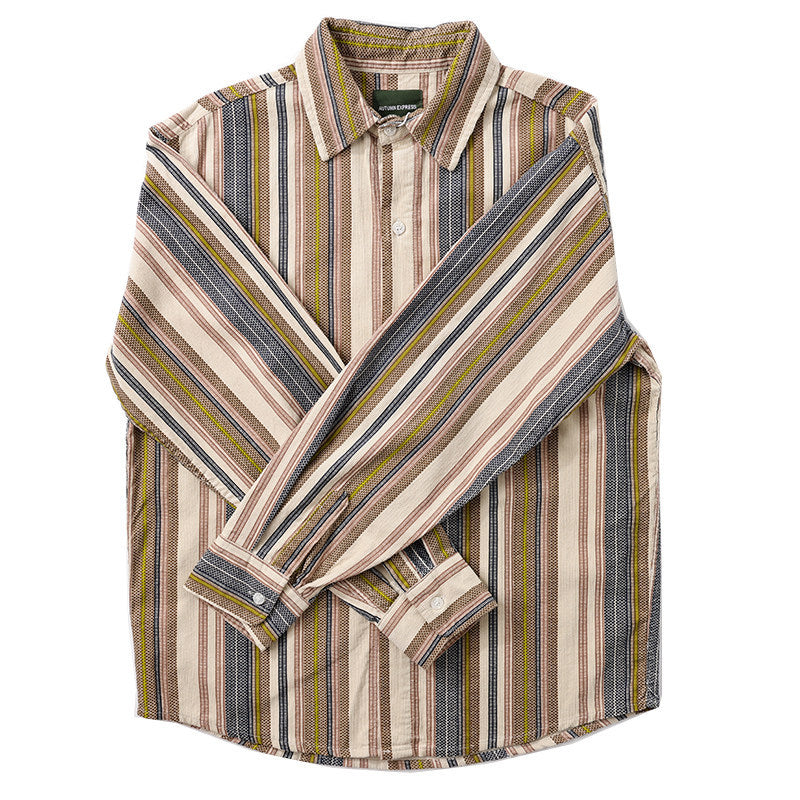Men's Long Sleeve Shirt with Mélange Stripe Structure and Relaxed Fit Mune Fashion