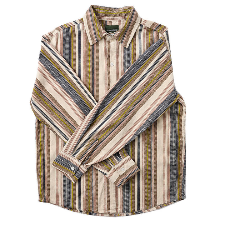 Men's Long Sleeve Shirt with Mélange Stripe Structure and Relaxed Fit Mune Fashion