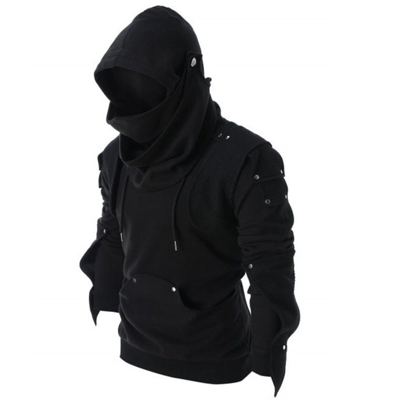 Men's Stylish Hoodie with Innovative Collar and Practical Pockets Mune