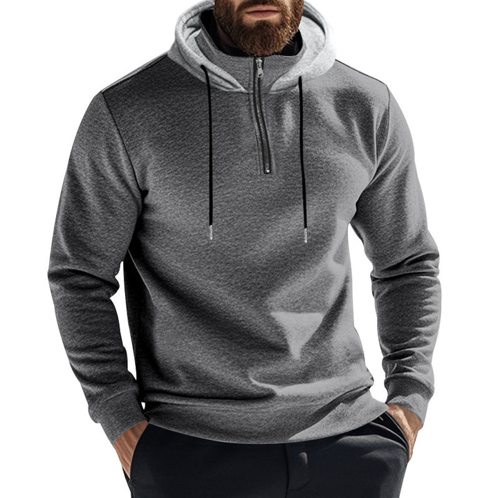 Men's half-zip hoodie with contrasting hood, drawstring and slim silhouette Mune Fashion