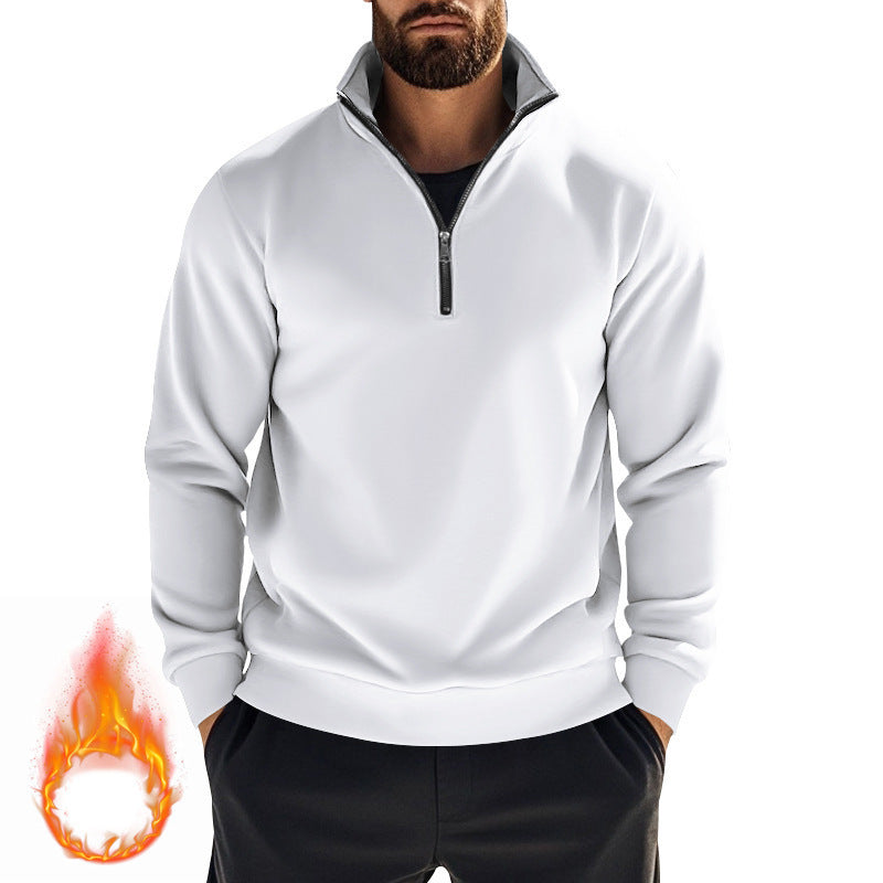 Men's comfortable half-zip sweatshirt with stand-up collar, lightly brushed inner side, and ribbed hem Mune Fashion