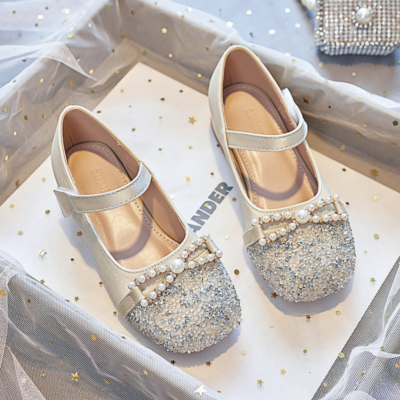 Girls' ballerinas with pearl embellishment and glitter Mune Fashion