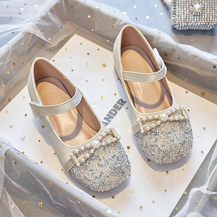 Girls' ballerinas with pearl embellishment and glitter Mune Fashion