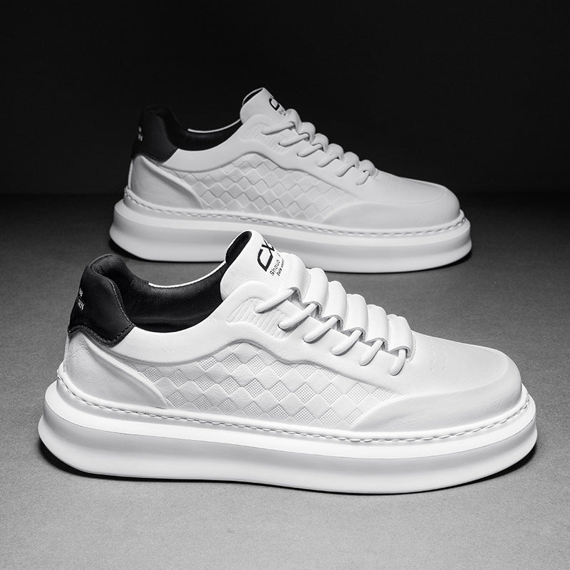 Men's Voluminous Low-Top Platform Sneakers with Embossed Honeycomb Texture Mune Fashion