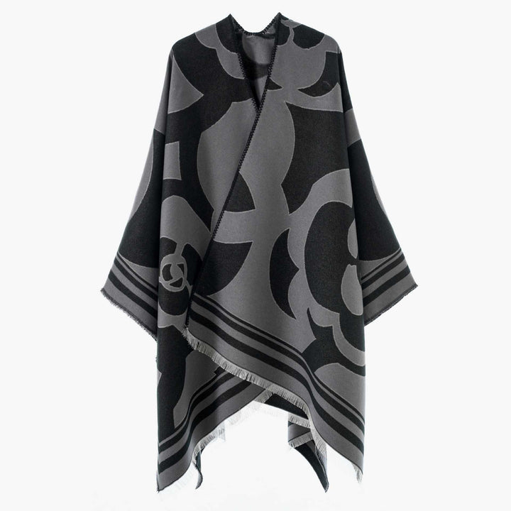 Women Jacquard Overlay in Oversized Cape Style with Large Pattern Mune Fashion