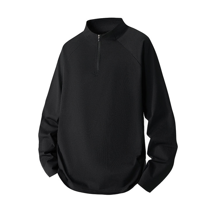 Men's Minimalist Half-Zip Sweatshirt with Technical Jersey and Extended Hem Mune Fashion