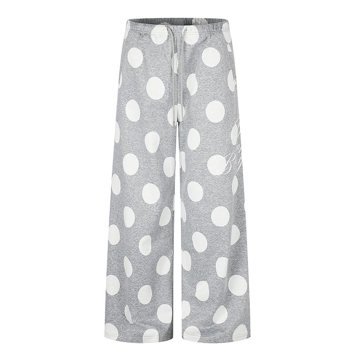 Women's Wide Palazzo Lounge Pants with Comfort Waistband and Dot Pattern Mune Fashion