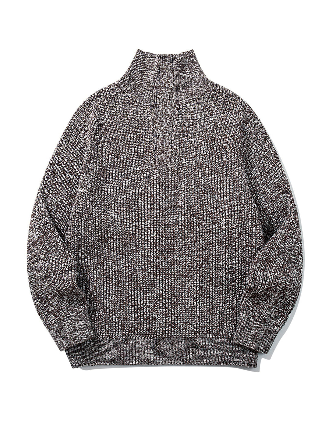 Unisex Chunky Knit Turtleneck Sweater with Half Button Placket Mune Fashion