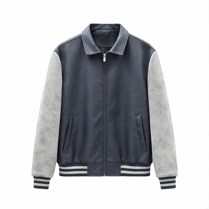 Men's Fashion Faux Leather Bomber Jacket Mune Fashion