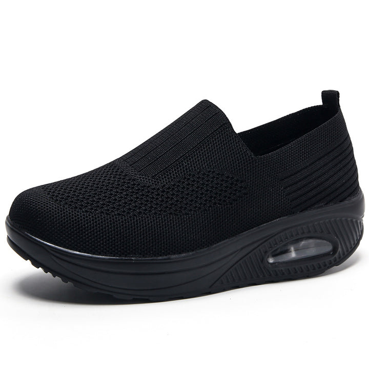 Women's knitted slipper with hidden wedge sole and visible air chamber Mune Fashion