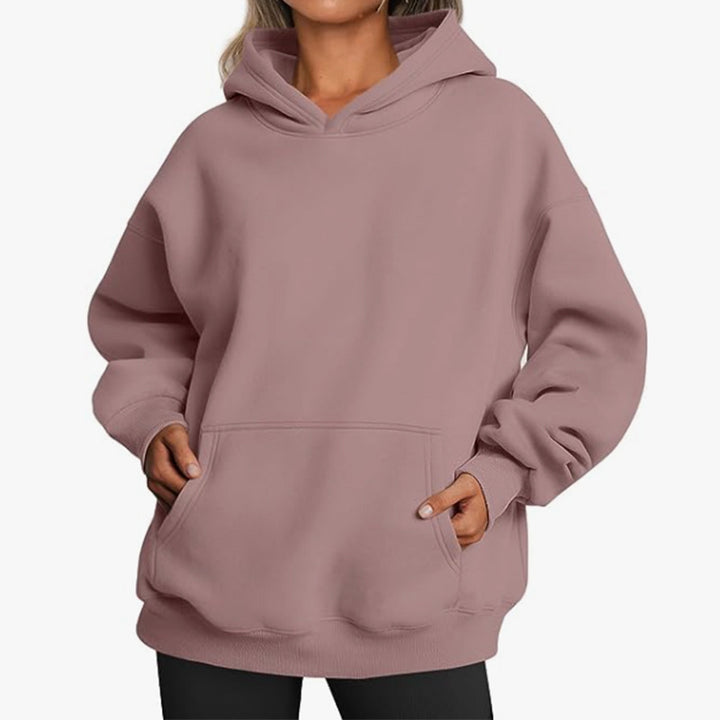 Women's nan Relax-Fleece Hoodie with Kangaroo Pocket, extended back and dropped shoulder Mune Fashion