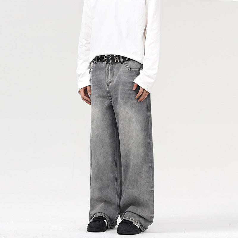 Women Floor-Length Oversized Denim Trousers in Baggy Palazzo Cut with Soft Stonewash Details Mune Fashion