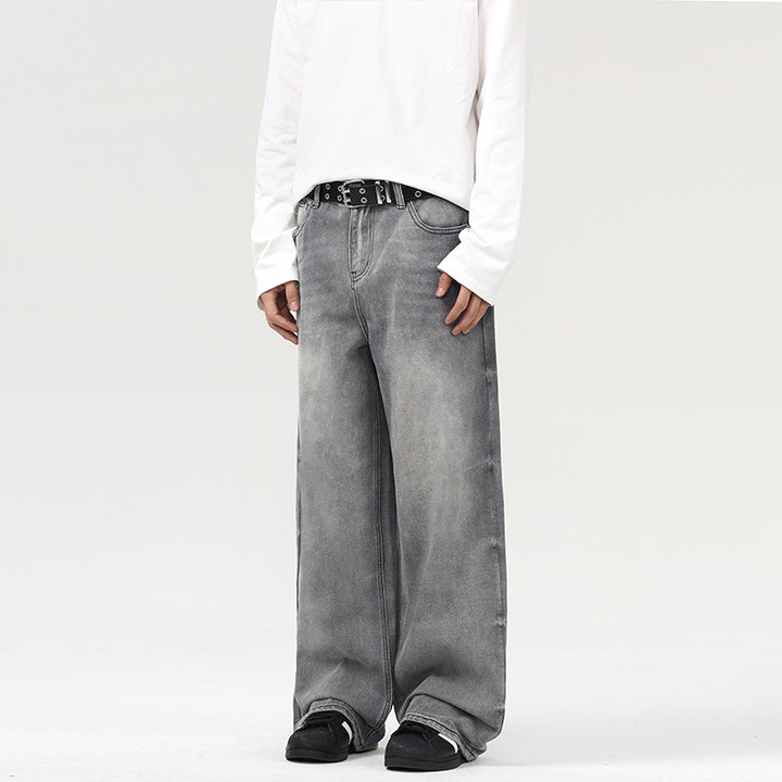 Women Floor-Length Oversized Denim Trousers in Baggy Palazzo Cut with Soft Stonewash Details Mune Fashion
