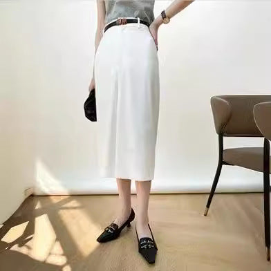 Women Elegant Midi Skirt with High Waist Mune Fashion