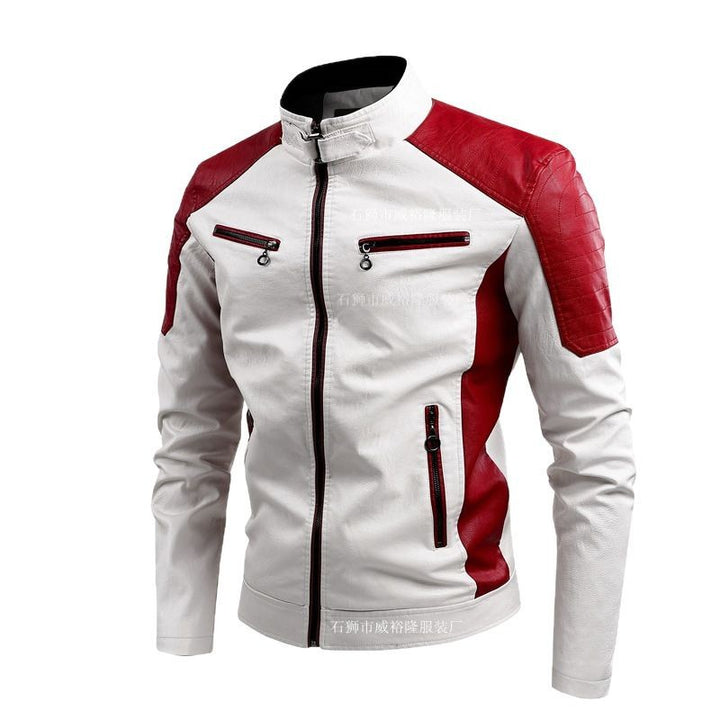 Men's sporty artificial leather jacket with zipper Mune Fashion