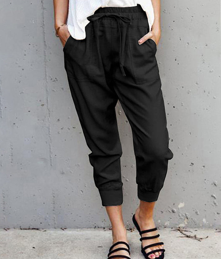 Women's jogging pants with elastic waistband, drawstring and leg cuffs Mune Fashion