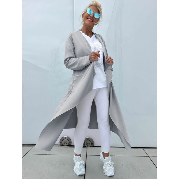Women's Long Flowing Long Cardigan with Waterfall Hem and Pockets Mune Fashion