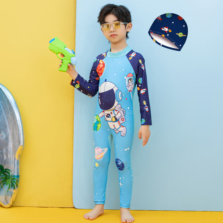 Boys UV protection swimsuit with long sleeves and cute dinosaur design Mune Fashion