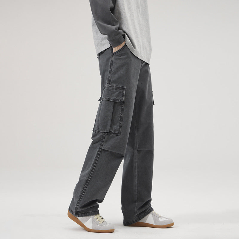 Men's Loose Fit Utility Cargo Pants with Reinforced Knees and Drop Crotch Mune Fashion