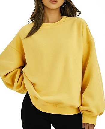 Women Oversized Sweatshirt with Round Neck, extra soft French Terry and dropped Shoulder Mune Fashion