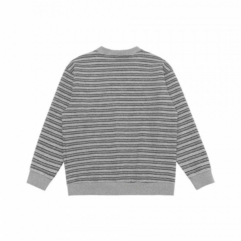 Unisex Striped Boxy Cardigan with V-Neck, Button Placket, and Ribbed Cuffs Mune Fashion