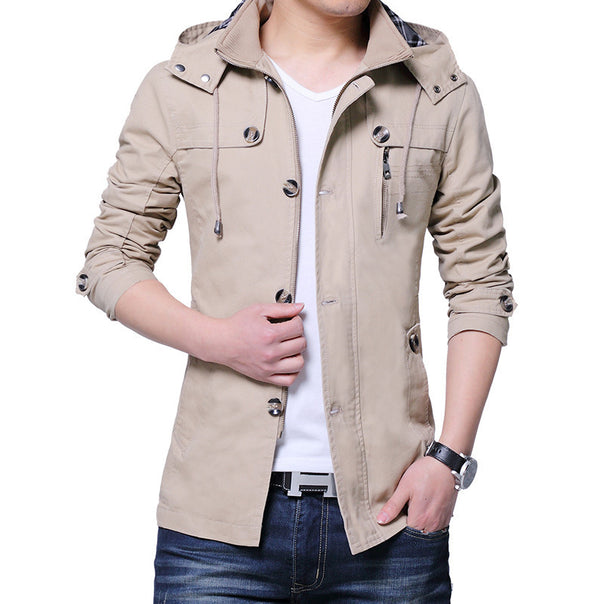 Men's lightweight cotton field jacket with hood, double closure and roll sleeves Mune Fashion