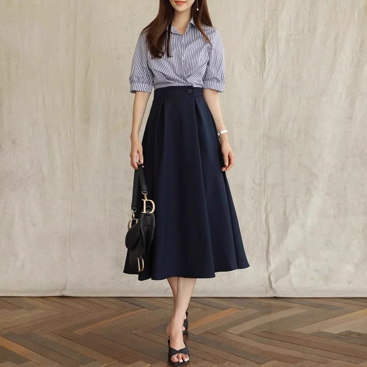 Women Elegant A-Line Midi Skirt Mune Fashion