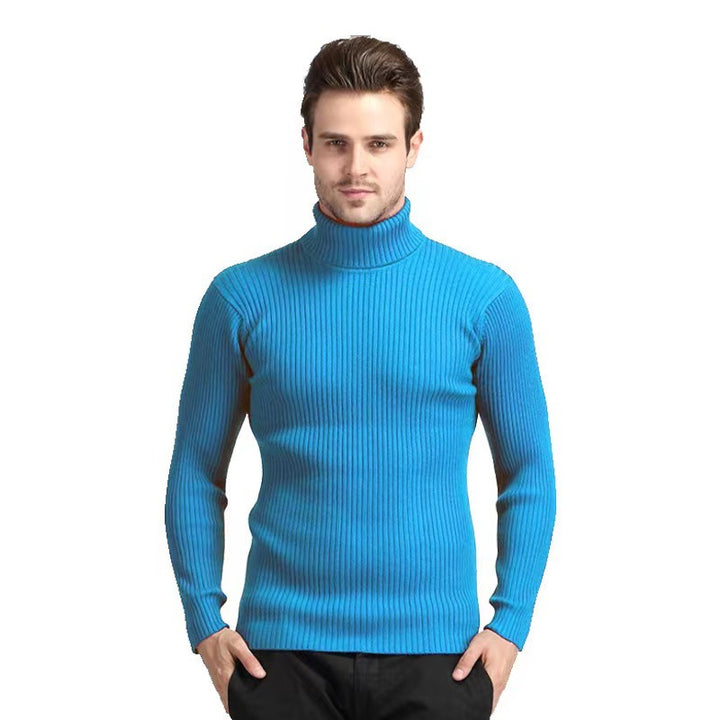 Men's ribbed turtleneck sweater fitted elastic fine knit Mune Fashion