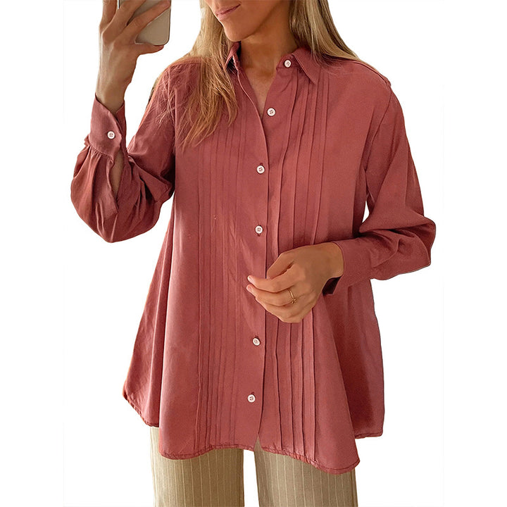 Women's Oversized Shirt with Pleats and Balloon Sleeves Mune Fashion