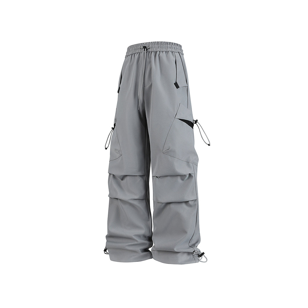 Men's Oversized Cargo Pants with Drawstring Waist, Multifunctional Flap and Leg Pockets, and Adjustable Cord Endings Mune Fashion