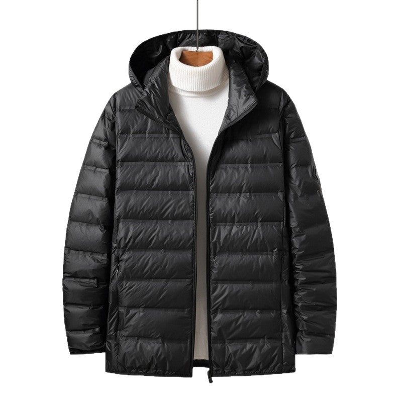 Men's Ultra-Light Compact Padded Coat with Hood and Water-Repellent Shell Mune Fashion