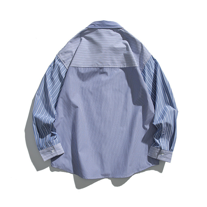 Unisex Oversize shirt with contrasting stripe panels and chest flap pocket Mune Fashion