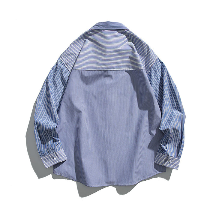 Unisex Oversize shirt with contrasting stripe panels and chest flap pocket Mune Fashion
