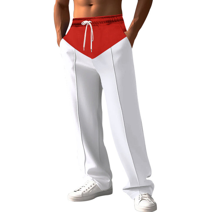 Men's Relaxed-Fit Sweatpants with V-Waist, Drawstring, Side Pockets, and Visible Crease Mune Fashion