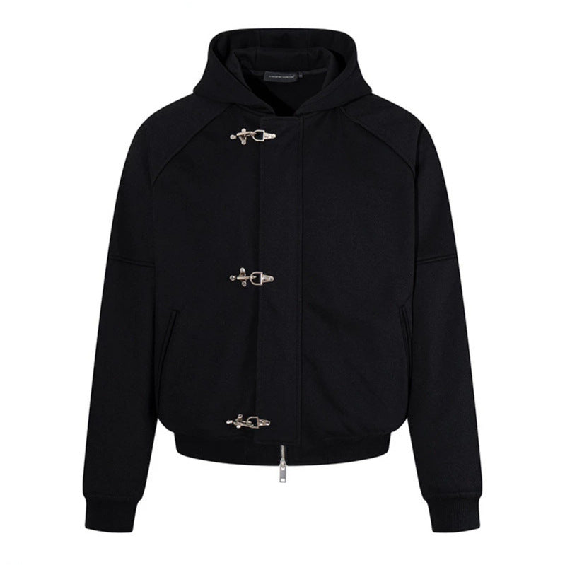 Women's hooded sweatshirt jacket in bomber style with carabiner buckle closure Mune Fashion