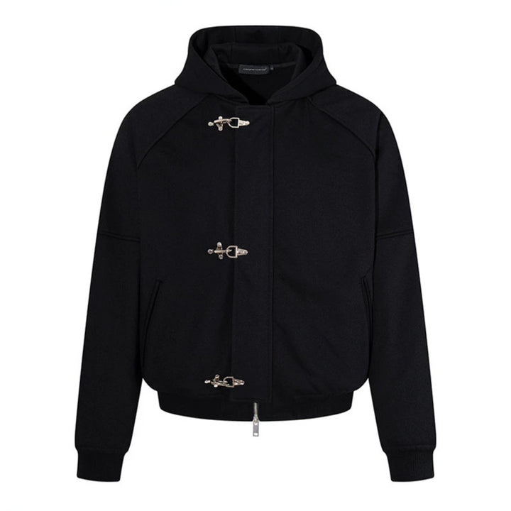 Women's hooded sweatshirt jacket in bomber style with carabiner buckle closure Mune Fashion