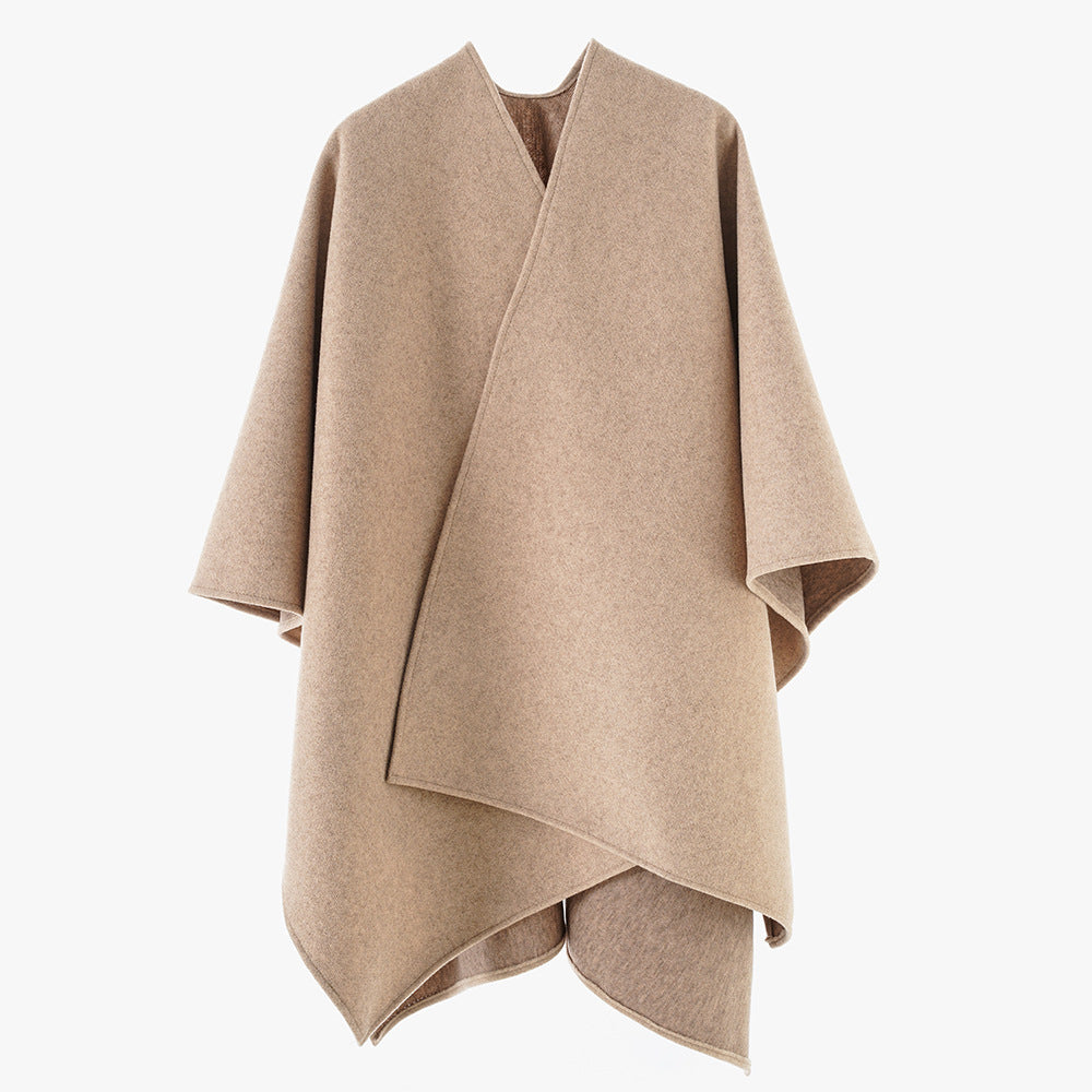 Women's Minimalist Kimono Cape made of wool blend with concealed wrap closure Mune Fashion