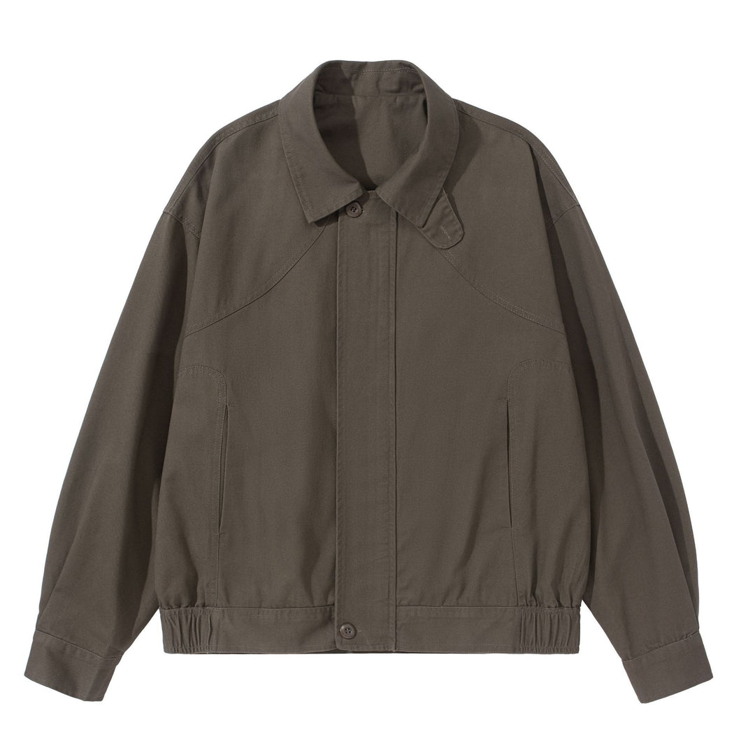 Unisex Short-Cut Utility Blouson with Shirt Collar and Elastic Hem Mune Fashion