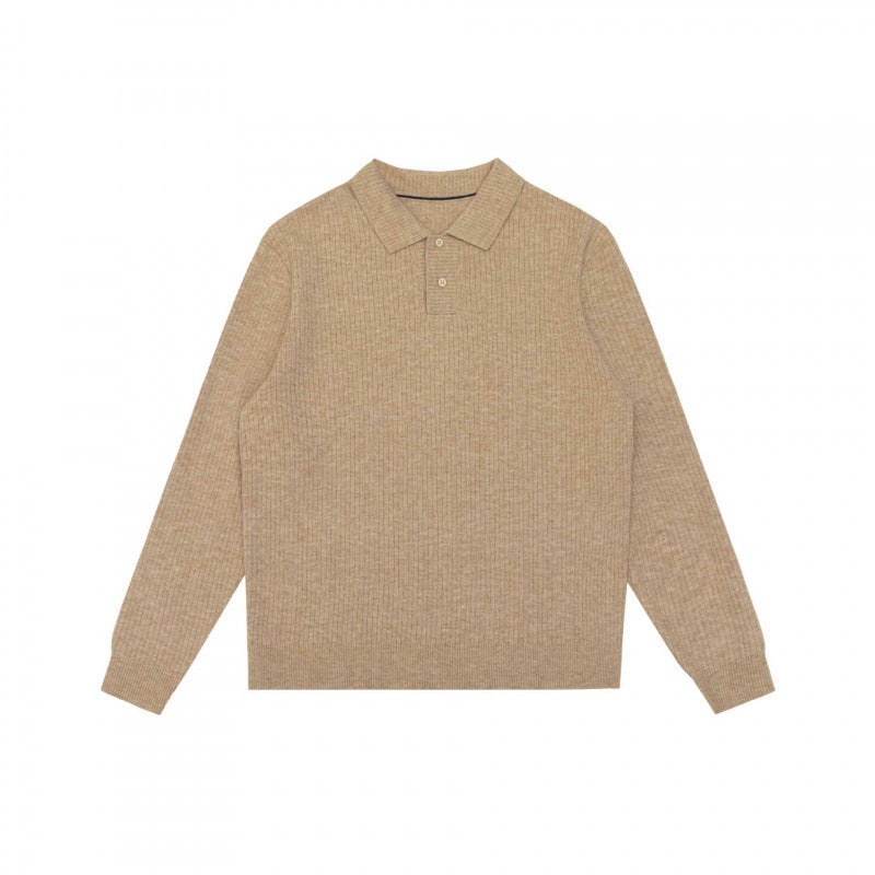 Men's fine knit polo shirt with ribbed structure, long sleeves and classic collar Mune Fashion