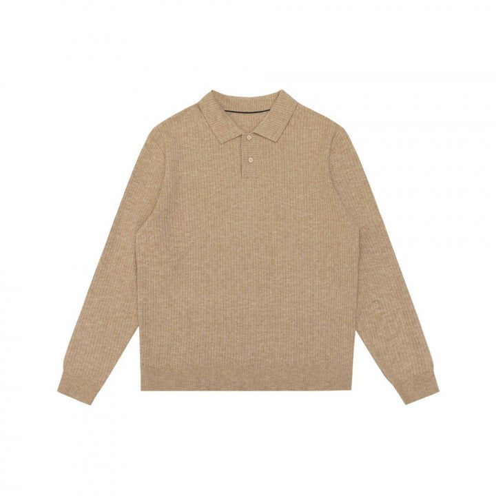 Men's fine knit polo shirt with ribbed structure, long sleeves and classic collar Mune Fashion