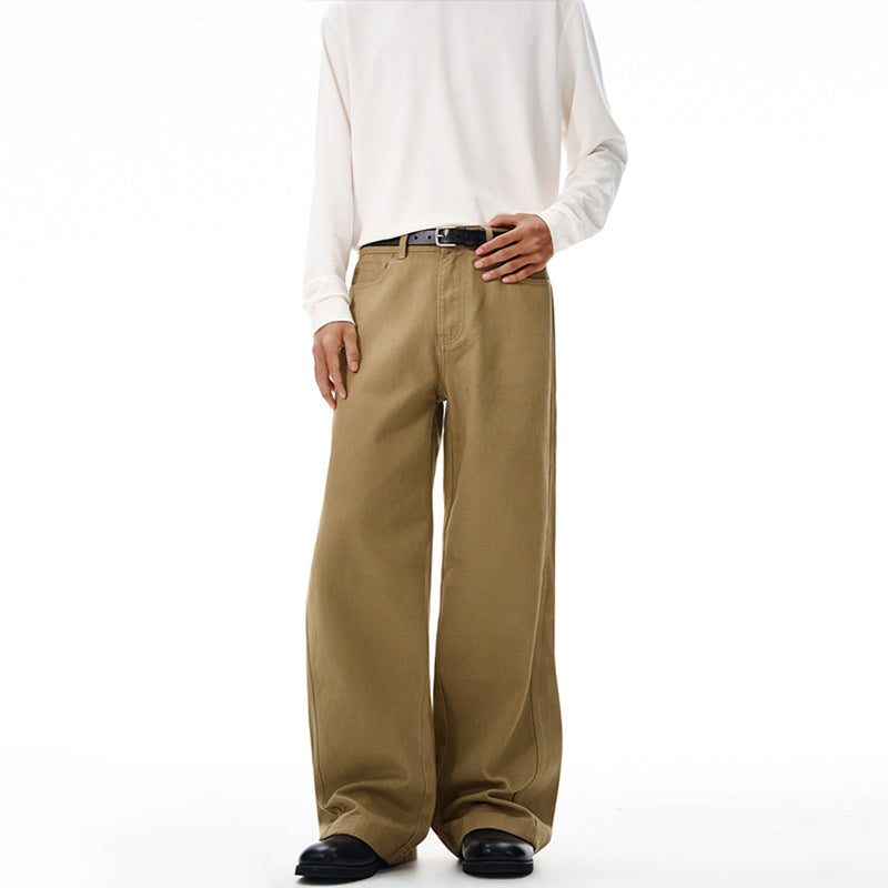 Men's Extra Wide Cotton Twill Pants with High Waist and Extra Wide Leg Mune Fashion