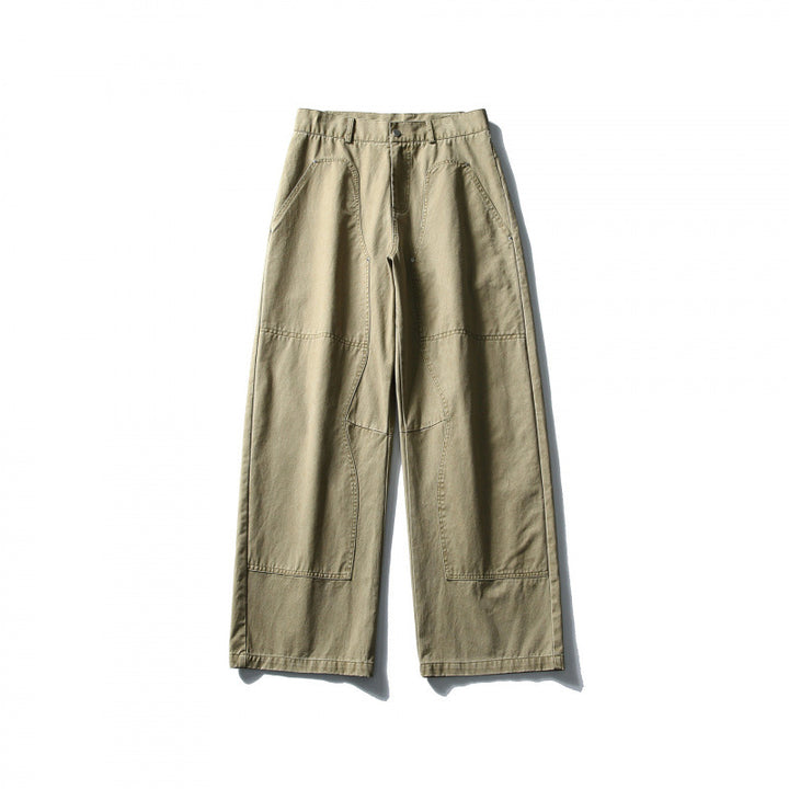 Men's Wide Utility Pants in Workwear Look with Knee Patches and Straight Leg Mune Fashion