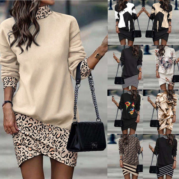 Women's Stylish Sweat Dress with Skull and Flower Pattern Mune Fashion